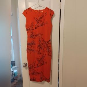 NY&Co sheath dress red with black branches